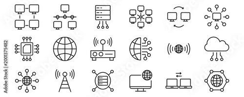 Network wireless Line Editable Icons set. Vector illustration