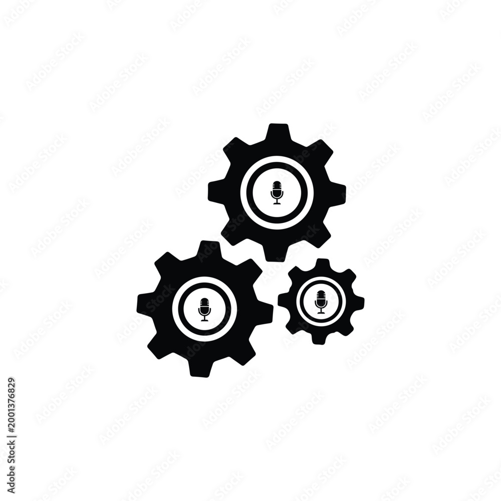 Fototapeta premium Black gear with microphones symbol