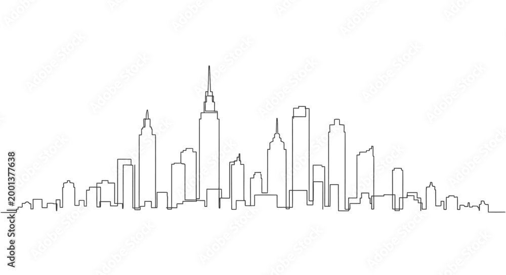 Fototapeta premium Minimalist continuous one line drawing of New York City skyline
