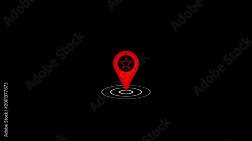 pin location icon red road map pointer icon for navigation and location pin markers with signal trace animation, animated GPS map location pin. Pop up animation searching location trace