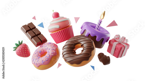 Assorted colorful desserts and pastries on a festive table display Vector