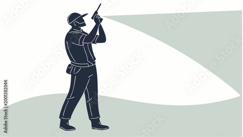 Security guard standing silhouette, protection concept.