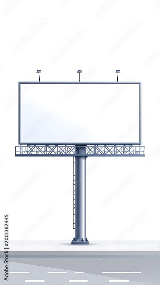 Obraz premium Isolated rendering of a blank road-side billboard, ready for messaging