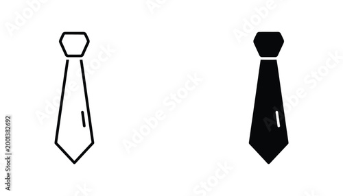 Professional necktie icon set featuring linear and solid black designs for corporate or formal wear branding