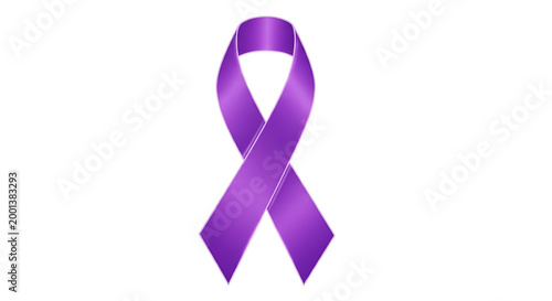 Purple awareness ribbon design element on black background; vector-style graphic emblem for solidarity and disease awareness campaigns