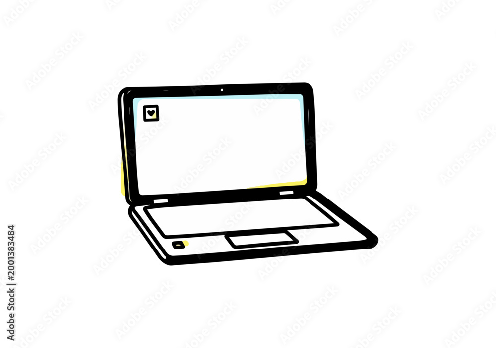 Naklejka premium Open laptop computer display isolated on black background