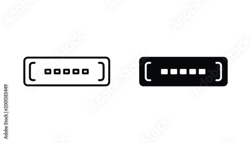 Security password input field placeholder icon illustration in outline and solid black style for web and app user interface