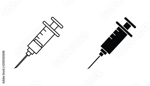 Medical syringe vector icon symbolizing vaccination injection healthcare and pharmaceutical applications