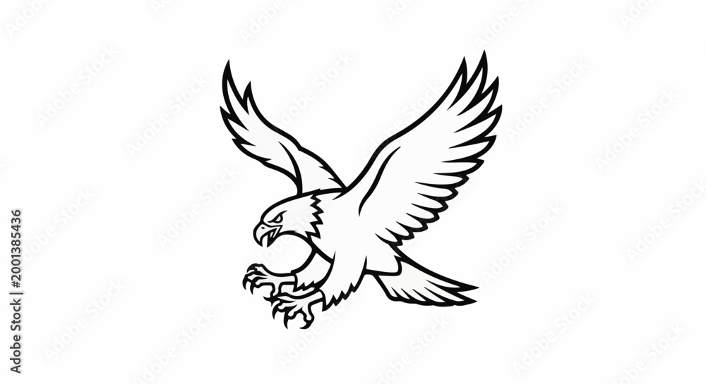 Obraz premium Detailed illustration of an eagle with wings spread and talons extended