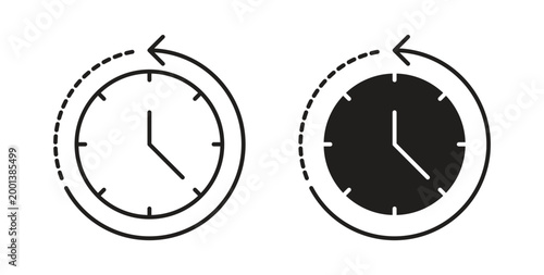 Tableau sur toile Rewind time icon line style collection. Simple black solid icons