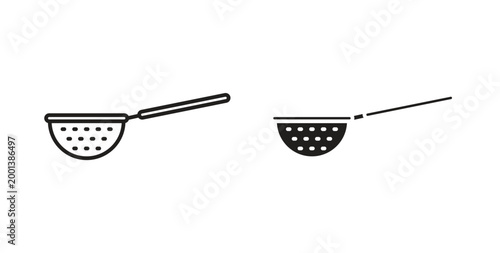 Photos sieve icon line style collection. Simple black solid icons