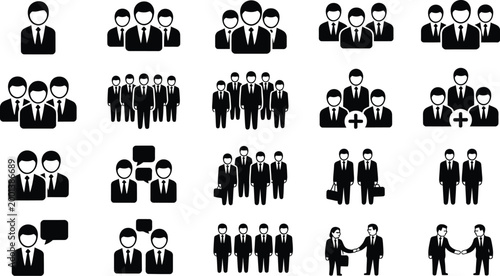 Business people icons set with corporate team and professional figures design 
