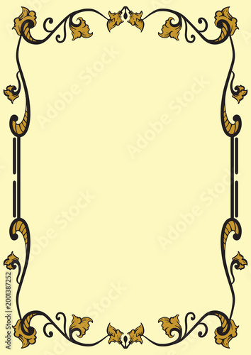 Vintage Luxury Vertical Frame with Elegant Gold Flourishes