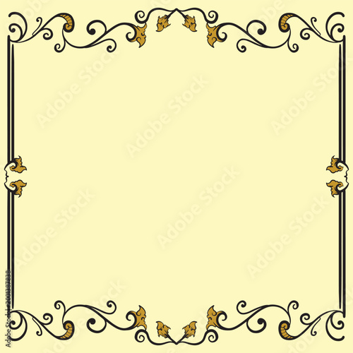 Antique Floral Gold Frame Border with Elegant Curves