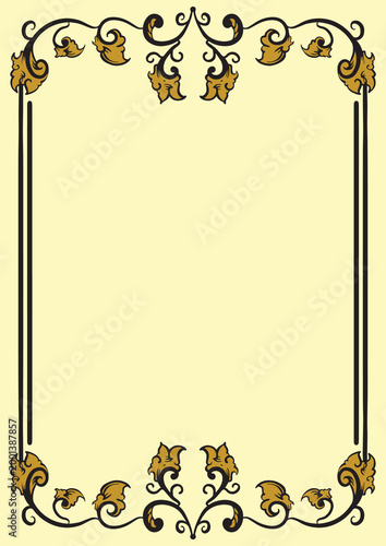 Classic Gold Ornamental Frame with Vertical Layout Design