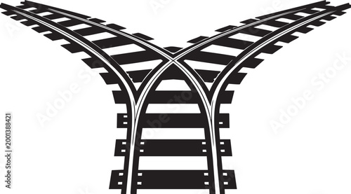 Railway tracks diverging in a y shape