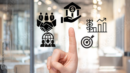 Business growth strategies modern office infographic professional environment close-up view success concepts
