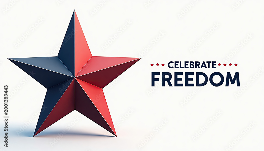 Obraz premium Three-dimensional red and blue star with 