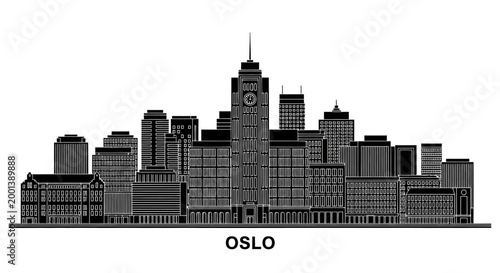Oslo Skyline Silhouette ? Minimalist Cityscape Vector Illustration