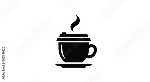 Bild auf Leinwand coffee cup with lid and steam silhouette