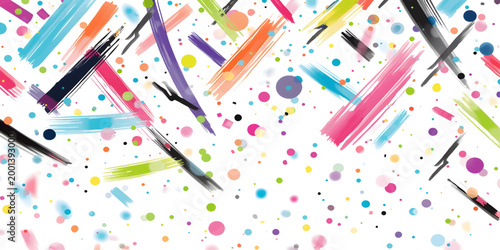 A vibrant celebration background featuring colorful confetti and party streamers creates a festive carnival pattern design for a happy birthday or holiday paper illustration