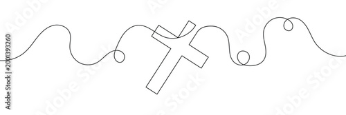 One continuous line drawing of the cross of Christ vector illustration, Cross Continuous Line Drawing Christianity Religion. Vector Illustration . EPS 10 .