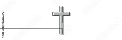 One continuous line drawing of the cross of Christ vector illustration, Cross Continuous Line Drawing Christianity Religion. Vector Illustration . EPS 10 .