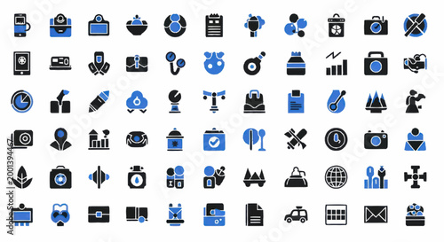 Collection of business and technology icons.