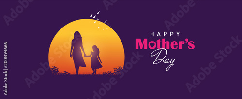 Happy mother's day concept vector illustration. Mother holding a children in her hands.