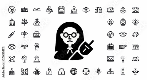 Sad Woman Icon with Power Plug Disconnected.