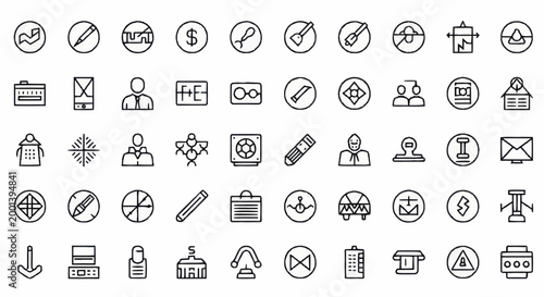 Collection of business and technology icons.