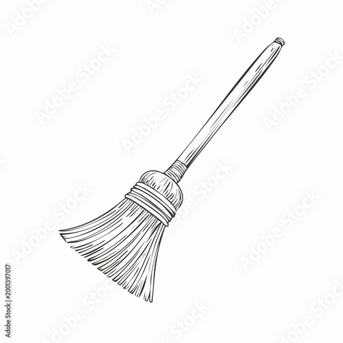 Hand-drawn illustration of a broom
