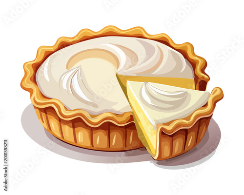 Foto Round White Chocolate Tart With Slice Removed For Luxury Dessert Catalog And Swe