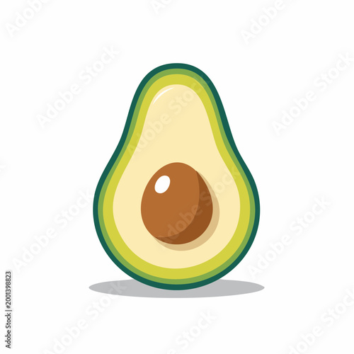 Stylized illustration of a halved avocado with pit