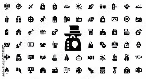 Black and white money bag icon.