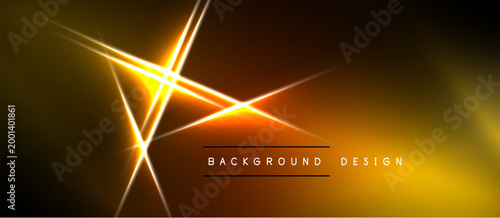 Abstract golden lines create dynamic light effect. Dark background emphasizes bright geometric shapes, modern design element.