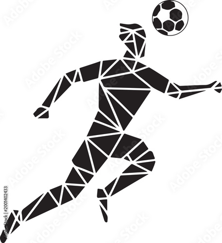 Soccer player kicking a ball geometric style