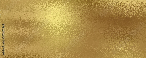 Gold metallic effect foil. Golden texture for design. Beautiful background. Abstract glitter mottled speckled structure. Shine glitterer metal effect. Gold surface. Backdrop golden metal plate. Vector