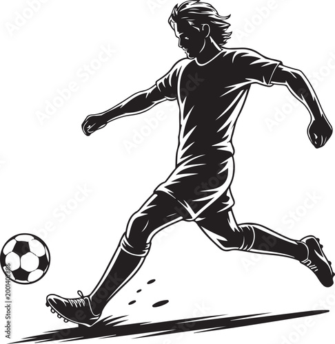 Soccer player kicking a ball