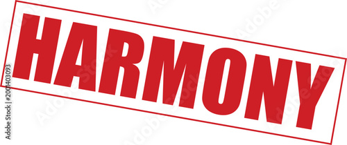 Red bold "Harmony" wordmark vector graphic design with a distinctive angled outline.