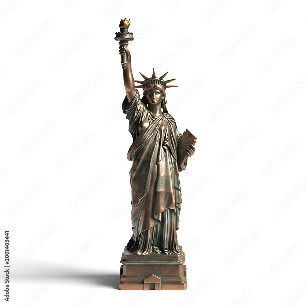 Fototapeta premium The iconic Statue of Liberty stands tall with torch raised high in New York