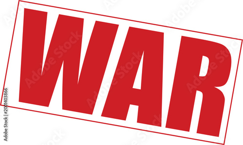 WAR Red Text Stamp on White Background