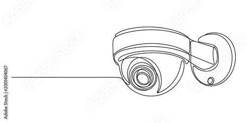 Security camera, CCTV, surveillance icon, line drawing, black and white
