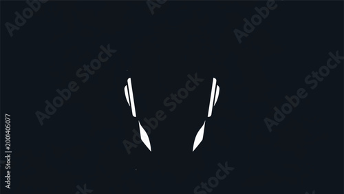 Minimalist white headphones on a dark background, isolated and modern.