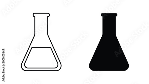 Two flasks one outlined and one dark presented as a silhouette
