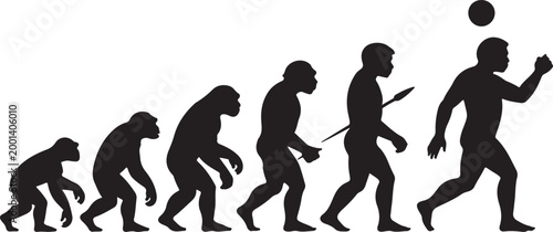 Evolution of human walking with ball illustration