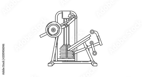 Gym Leg Press Machine Line Art Illustration