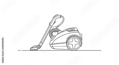 Line Art Illustration of a Modern Household Vacuum Cleaner