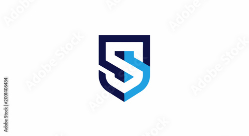 Modern Abstract Shield Logo Design with Letter S and J.