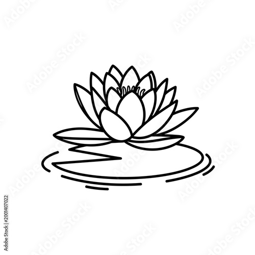 Minimalist Lotus Flower Vector Illustration Line Art Design
